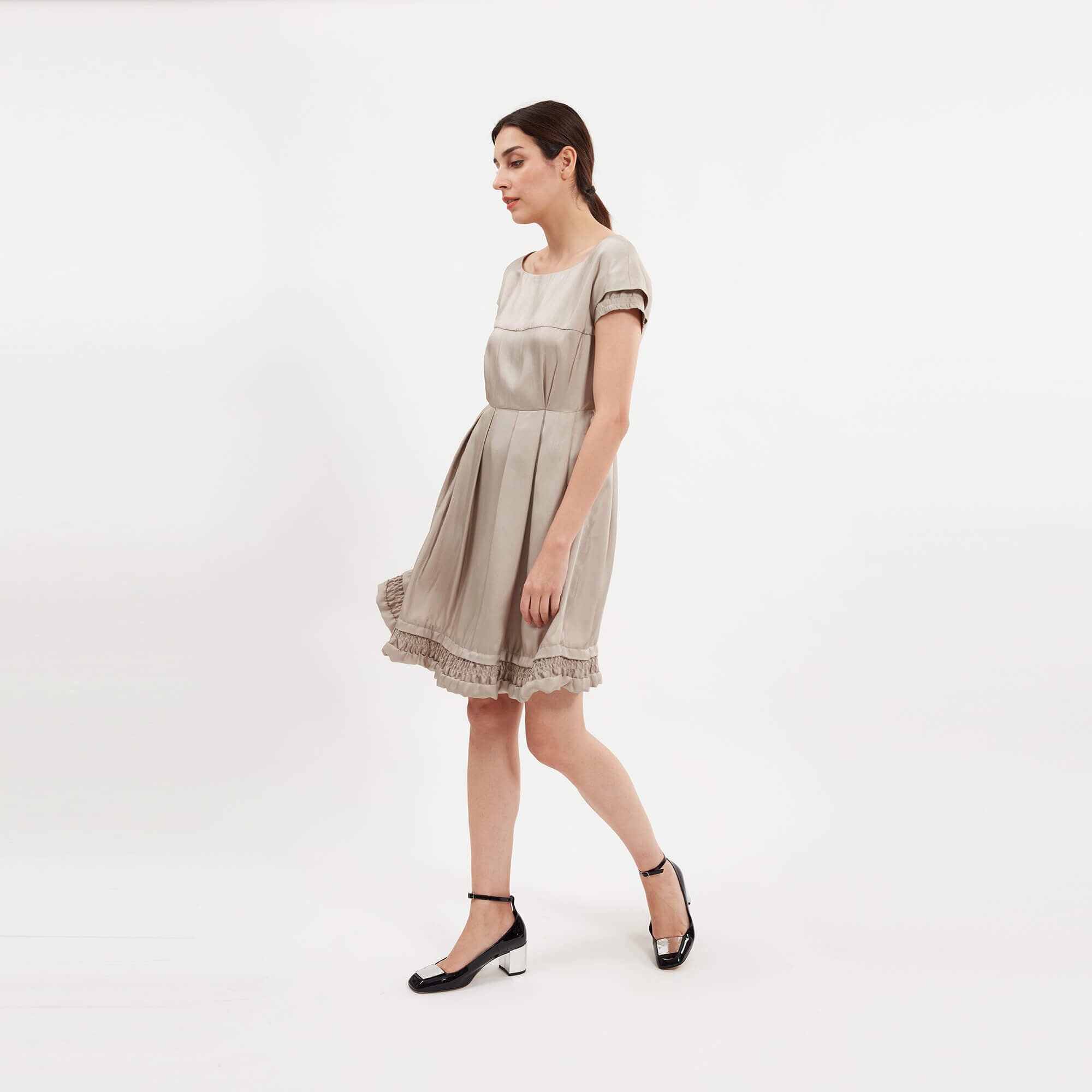 Miu Miu - Beige Polyester Pleated Dress